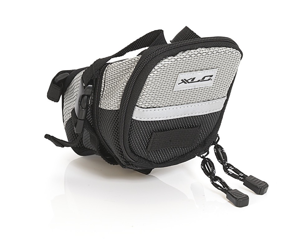 XLC Satteltasche Traveller BA-S72 – 115x80x210 Mm, Schwarz/grau, Mit Klett & Netzfach, Für Fahrrad & E-Bike