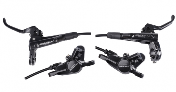 Shimano Scheibenbremsset DEORE BL-M6000 vorne und hinten.