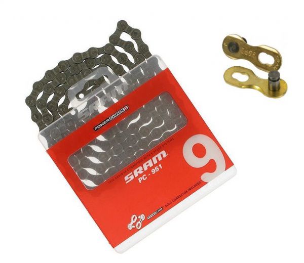 Sram PC 951 Fahrradkette 114 Glieder 9-fach mit Power Link gold